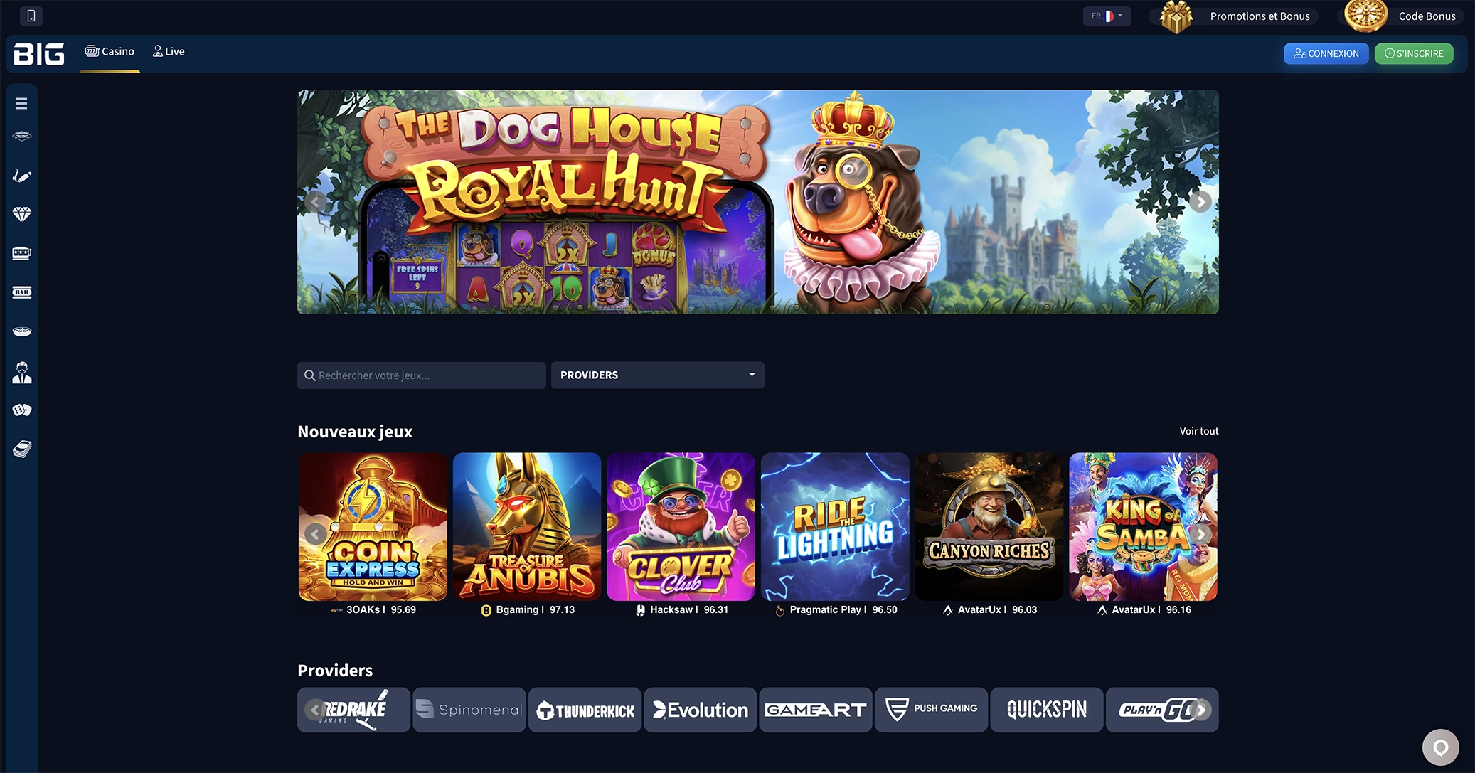 Aperçu du site Big Casino